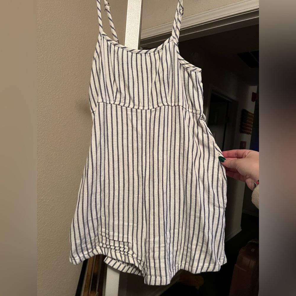 Billabong Navy and White Striped Romper XS